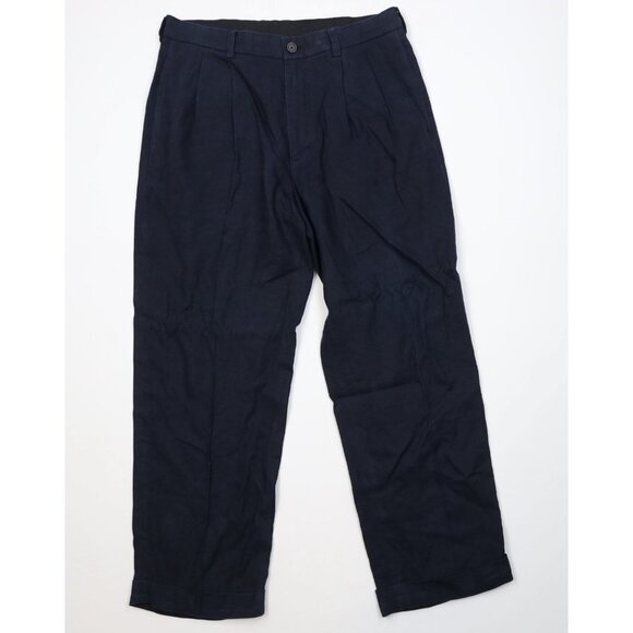 Vintage Brooks Brothers Mens 34x29 Faded Linen Knit Wide Leg Chino Pants Blue